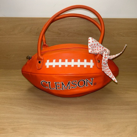 CLEMSON TIGERS LEATHER FOOTBALL PURSE BY ALBINI DUFRENNE. Limited Edition! - Picture 1 of 14